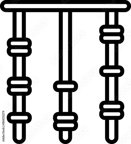 Quipu Line Icon,  Inca Knot Record and Ancient Accounting System, Quipu Outline Icon,  Incan Communication and Numerical Recording, Quipu Vector Icon , Ancient Andean Data and History Symbol