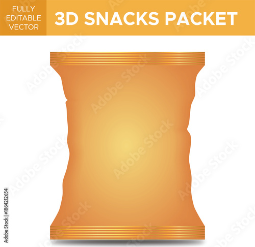 D Snacks Packet Mockup – Chips, Junk Food & Packaging Design vector design template