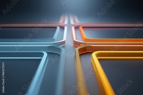 Abstract depiction of colorful lines merging and diverging, representing connection and direction.