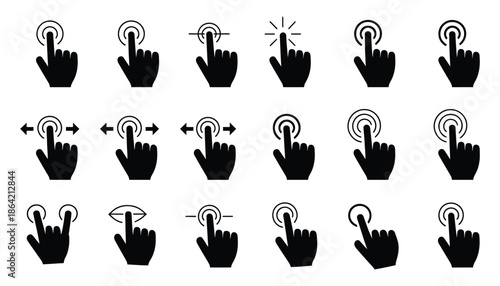 hand touchscreen gestures with arrow icon set, pointer cursor computer mouse icon,