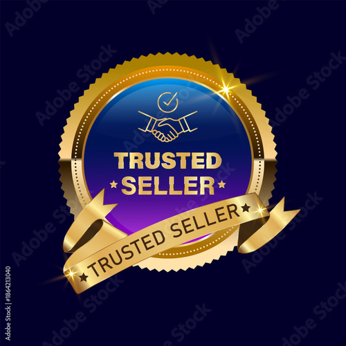 Trusted Seller Badge - Gold Checkmark for Verified and Reliable Vendors Icon