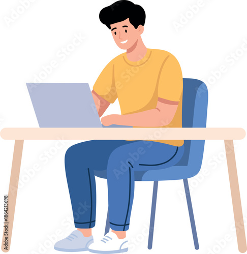 Man Working on Laptop