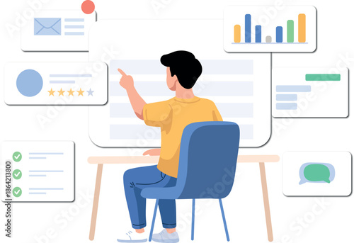 Man Analyzing Data at Desk