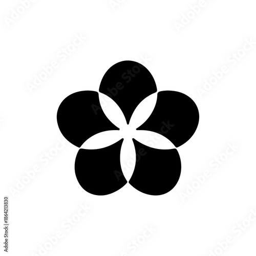 Black Flower Vector Icon Isolated on White Background, Minimal Floral Silhouette Design.
