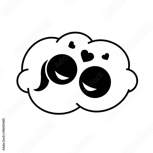 Cute Couple Love in Dream Cloud Illustration Vector 