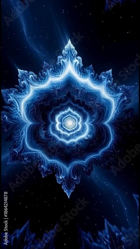 Blue fractal pulsating with cosmic energy in deep space