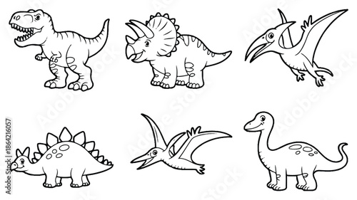 different kinds of dinosaurs  TRex Triceratops Pterodactyl Stegosaurus Pteranodon Brontosaurus