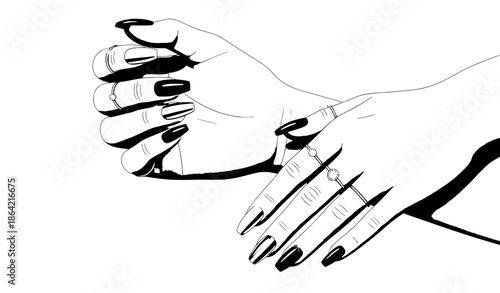 Beauty salon manicure nail art female hand vector illustration