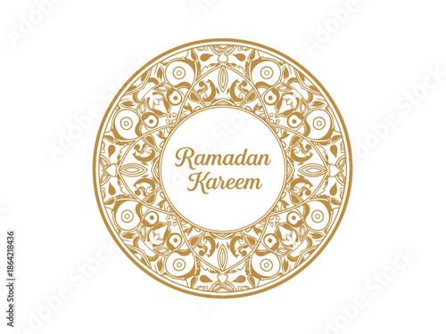 Golden Ramadan Kareem Floral Frame for Festive Celebrations and Decorations