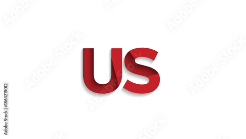 A close-up shot of a red 'US' logo on a white background with bold typography and dramatic lighting.