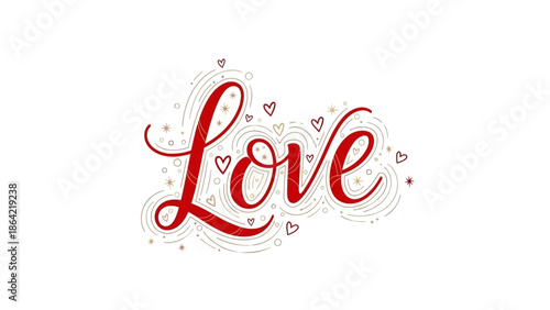 Beautiful love typography with hearts and stars on white background