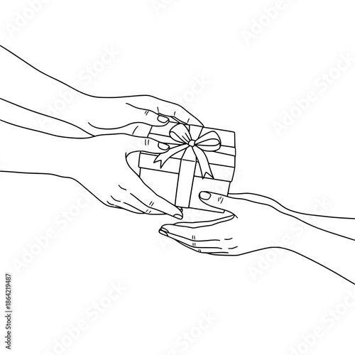 Give a gift vector illustration in minimalist outline style