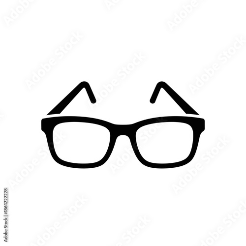 Black silhouette of eyeglasses on a white background, simple and modern design