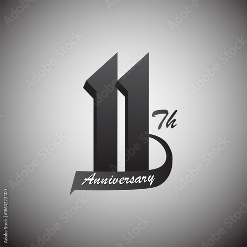 11th logo anniversary, flat icon