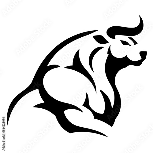 Silhouette of a muscular bull