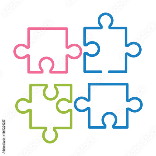 Colorful interlocking puzzle pieces suggest connection problem solving and collaboration