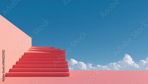 Pink steps against a blue sky