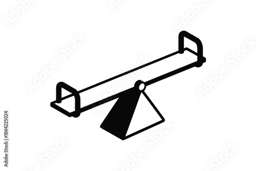A simple black and white illustration of a classic seesaw design