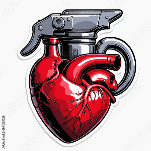 illustration of a grenade having a human heart