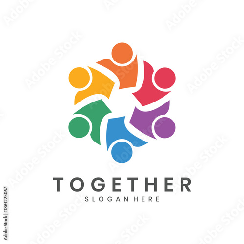 Abstract people togetherness logo for teamwork and community