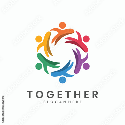 Abstract people togetherness logo design