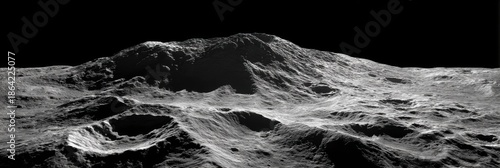 Lunar surface with mountains and craters