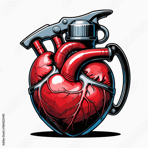 illustration of a grenade having a human heart