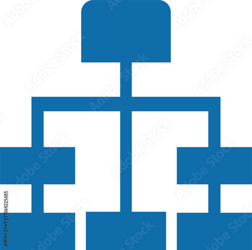 Blue vector icon illustrating a hierarchical structure. Perfect for organizational charts, network diagrams, and sitemaps in various digital applications