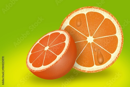 Oranges in Green Background