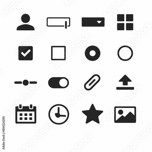User interface icons: settings, file management, and multimedia controls