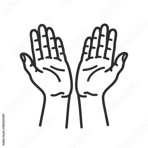 Two open hands in a simple line drawing palms facing upwards