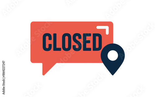 Closed location status icon for business or service operating hours indication