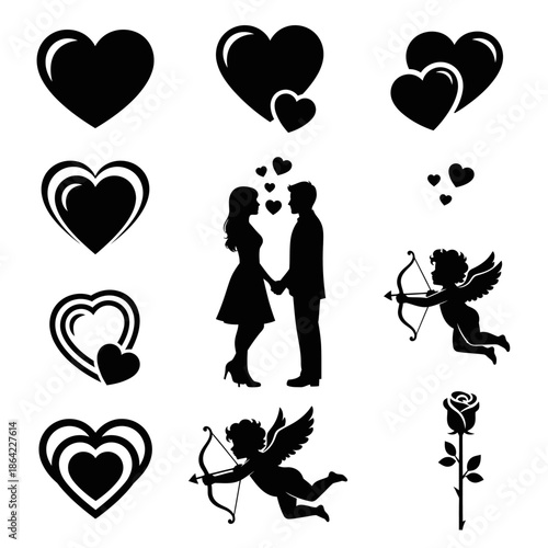 Vector illustration of a set of hearts