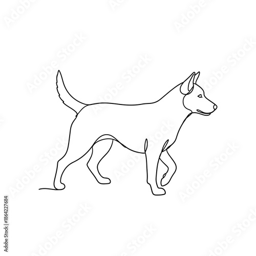 Vector illustration of a white dog