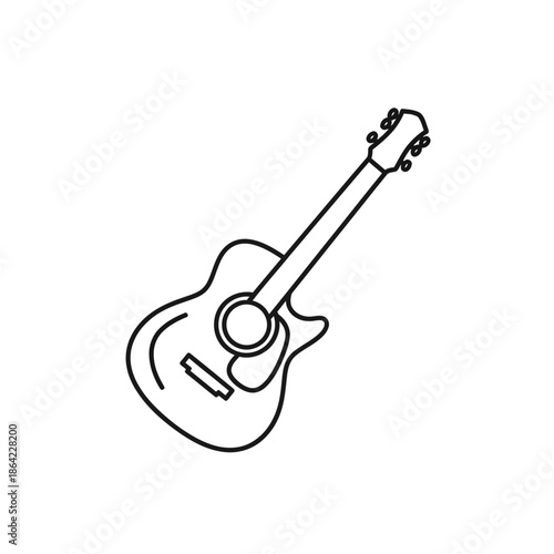 Acoustic Guitar Icon - Simple Outline Illustration