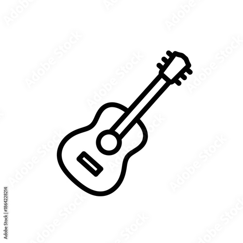 Acoustic Guitar Icon Line Art - Simple Music Symbol