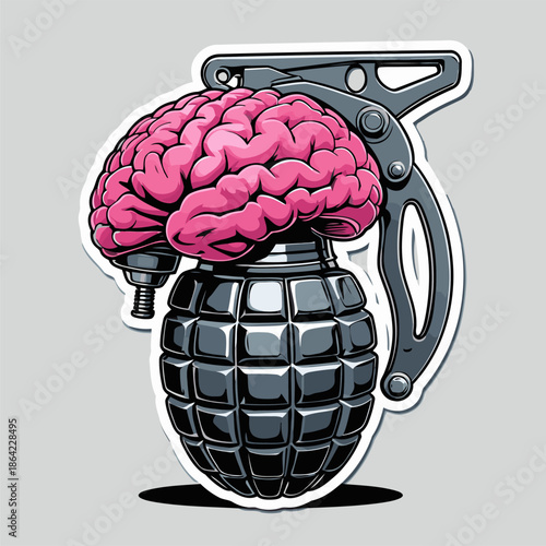 illustration of a grenade that has a brain