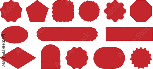 red price tags shape label ribbon vector badge illustration collection 