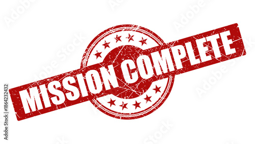 Mission complete stamp with grunge texture