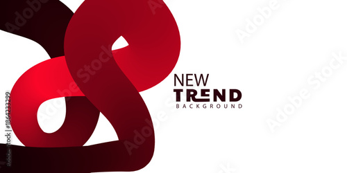 Abstract red ribbon flowing design with new trend background text