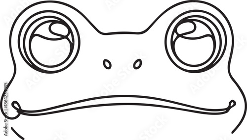 Cartoon frog face with big eyes and sad expression