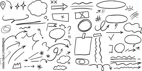 A collection of various hand drawn shapes and symbols for creative projects