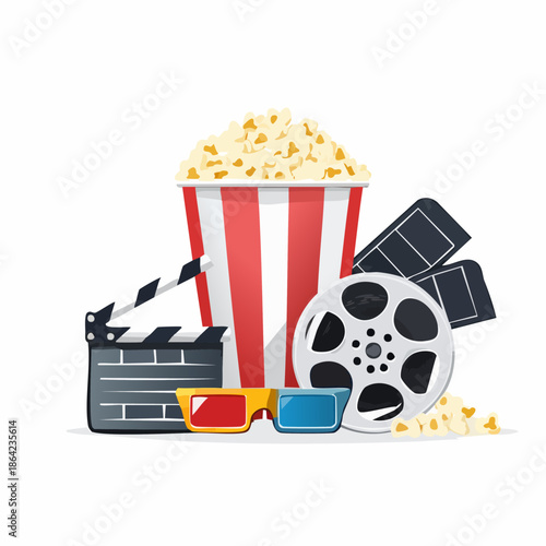 Cinema and movie night entertainment concept illustration.