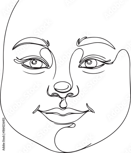 Stunning face line art with elegant facial features