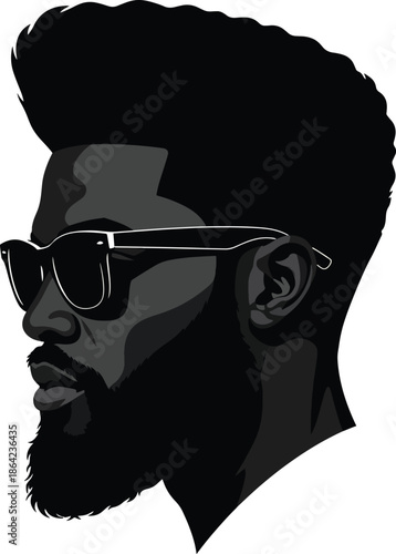 Cool Black man with fade haircut, beard, and sunglasses. Style, confidence, and urban aesthetic