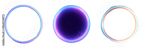 Vibrant glowing neon circles on a dark background showcasing futuristic abstract light effects