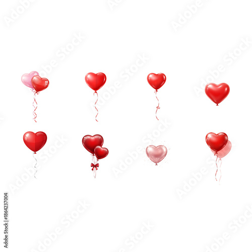 Floating heartshaped balloons in various colors