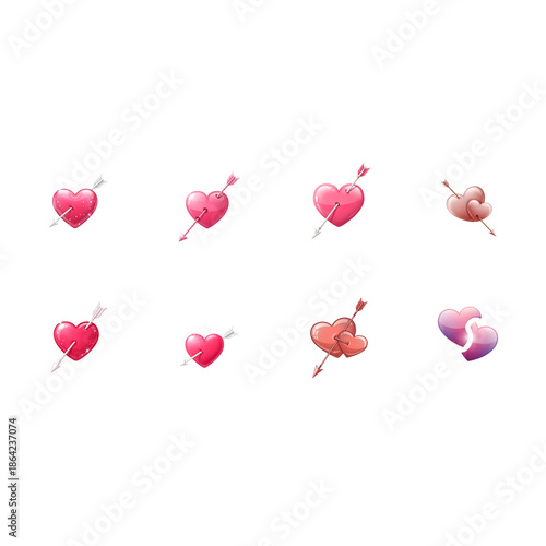 Set of Heart Emojis with Arrows
