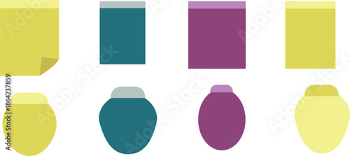 An arrangement of rectangular and oval shapes showcasing different colors and orientations.