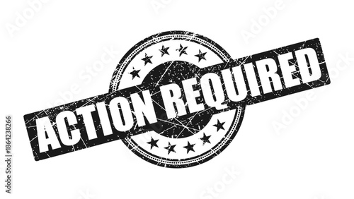 Action required stamp with grunge texture